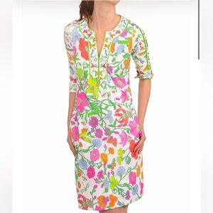Gretchen Scott Designs Jersey Split Swinger Dress Birds and Bees Medium
